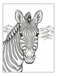 Zebra Head With Distant Mountains