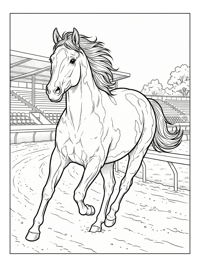 American Paint Horse Gallops Racetrack Stadium