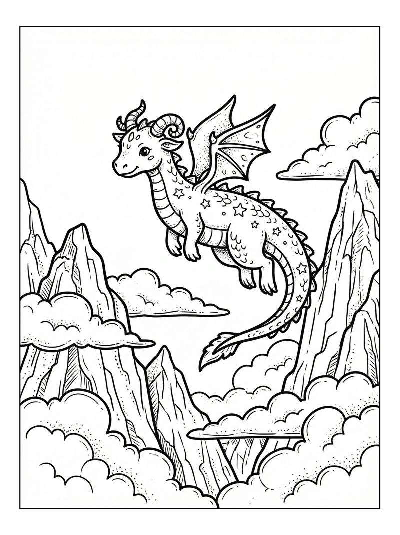 Fairy Dragon Flying Mountains Clouds