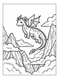 Fairy Dragon Flying Mountains Clouds