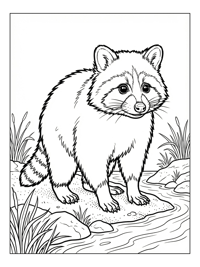 Baby Racoon Standing By River