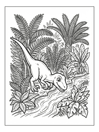 Velociraptor Drinking Jungle Stream