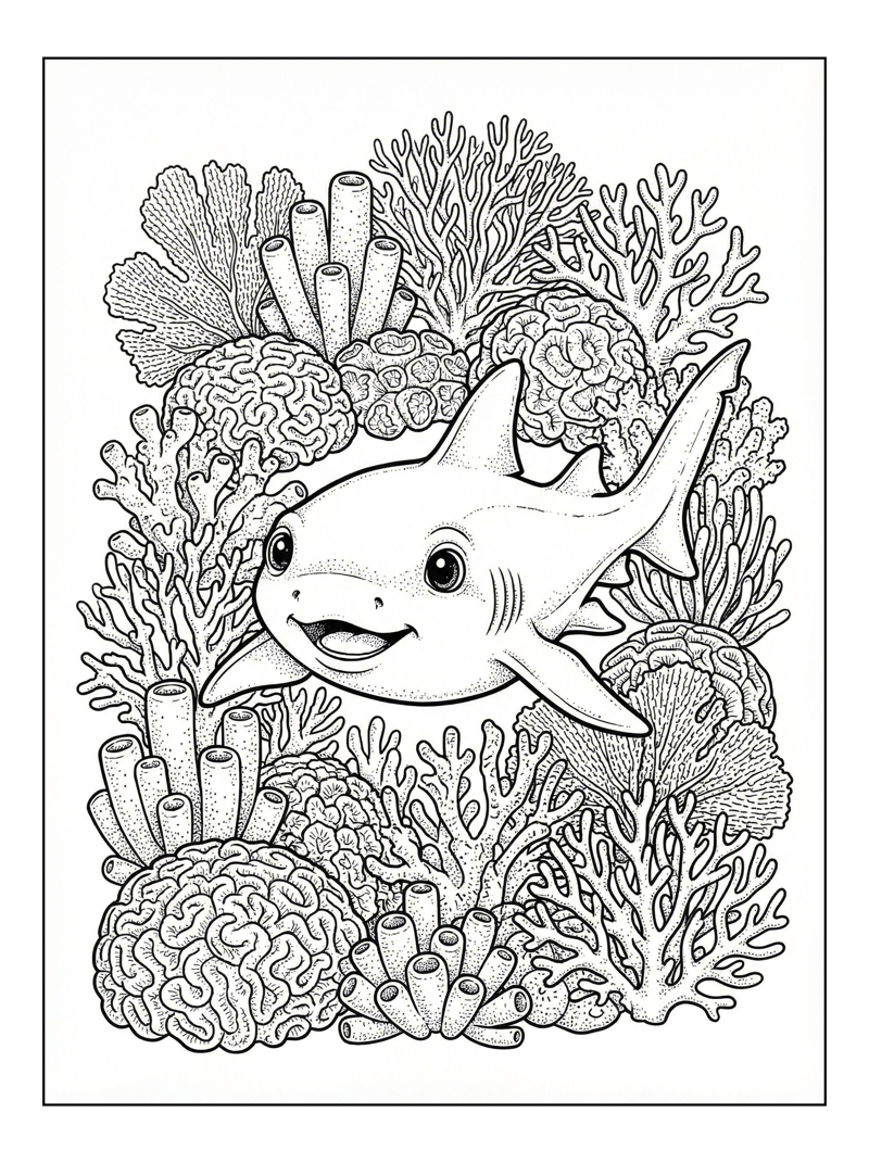 Nurse Shark Smiles Among Coral Reef
