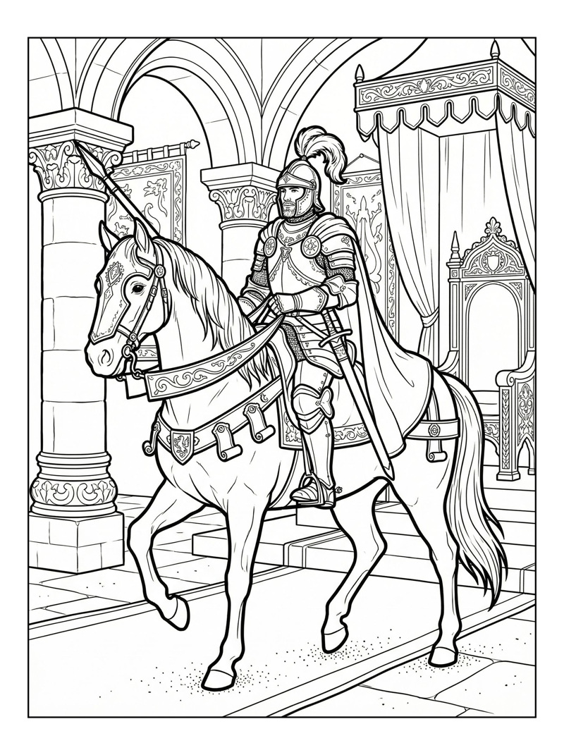 Royal Guard Knight Riding In Throne Room