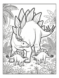 Father Stegosaurus Guarding Jungle Clearing