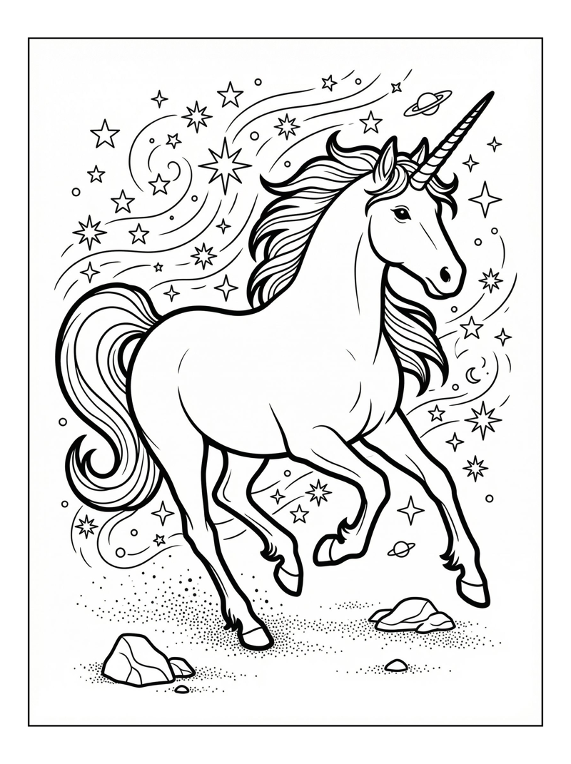 Sea Unicorn Galloping Through Night Sky