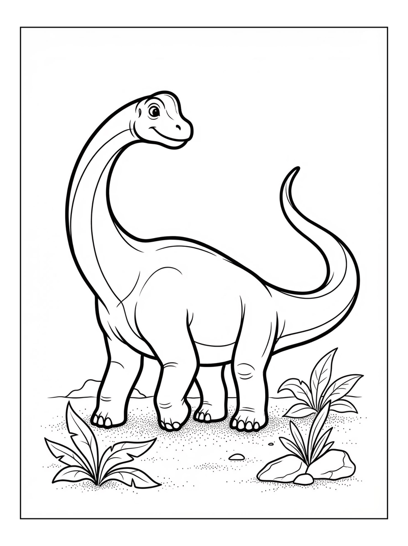 Young Brachiosaurus Standing In Plain