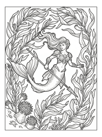 Mermaid Warrior Swims Through Kelp Forest
