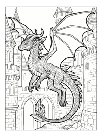 Mystical Forest Dragon Flying Stone Castle