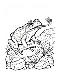 Tree Frog Catching Fly On Mossy Rock
