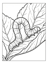 Inchworm Exploring Green Leaf Macro