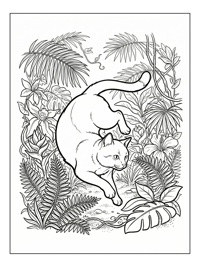 Cat Pouncing Tropical Jungle
