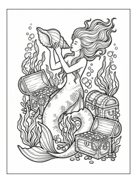 Mermaid Singing With Treasure Chests