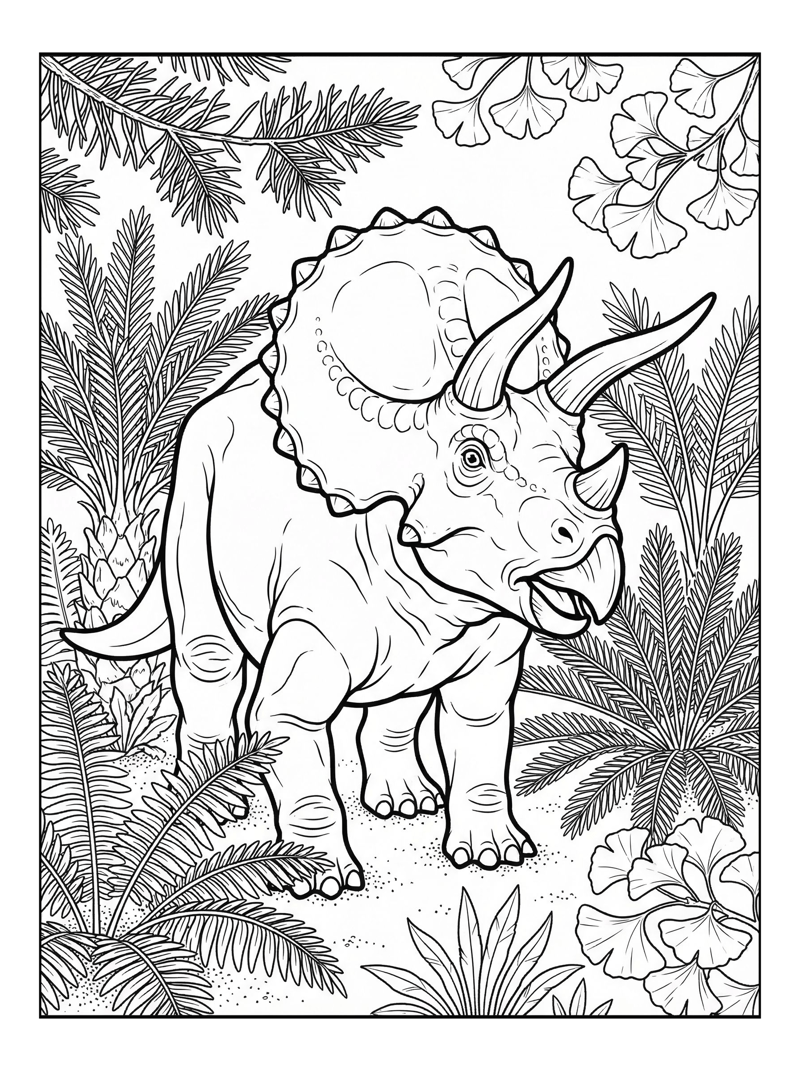 Juvenile Triceratops In Cretaceous Forest