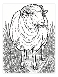Suffolk Sheep Chewing In Grassy Meadow