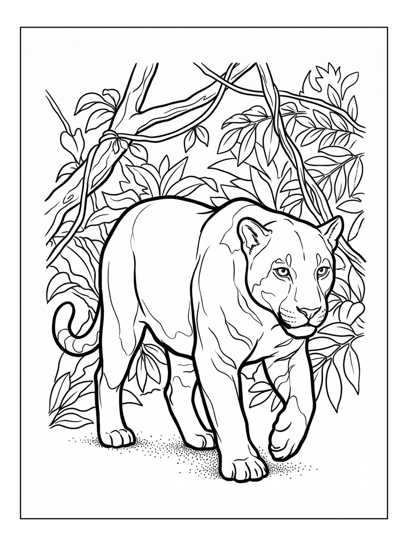 Jaguar Walking Through Dense Jungle