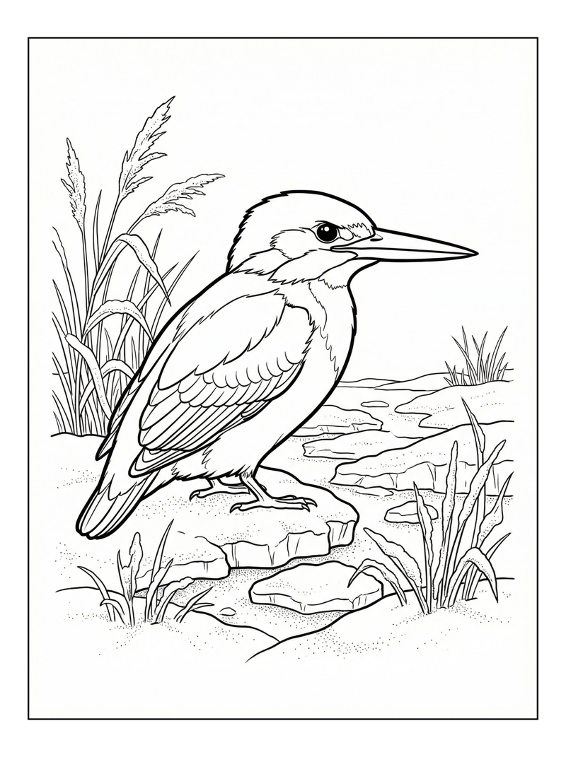 Kingfisher Wading In Snowy Landscape