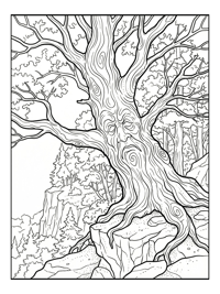 Ancient Tree Face Cliffside Forest