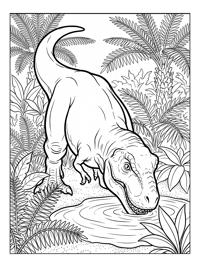 Baby T Rex Drinking In Jungle