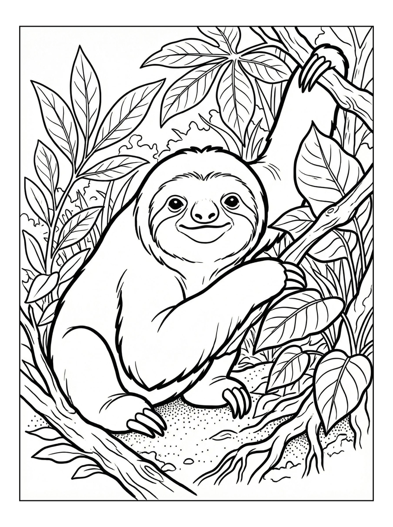 Two-toed Sloth Resting River Bank
