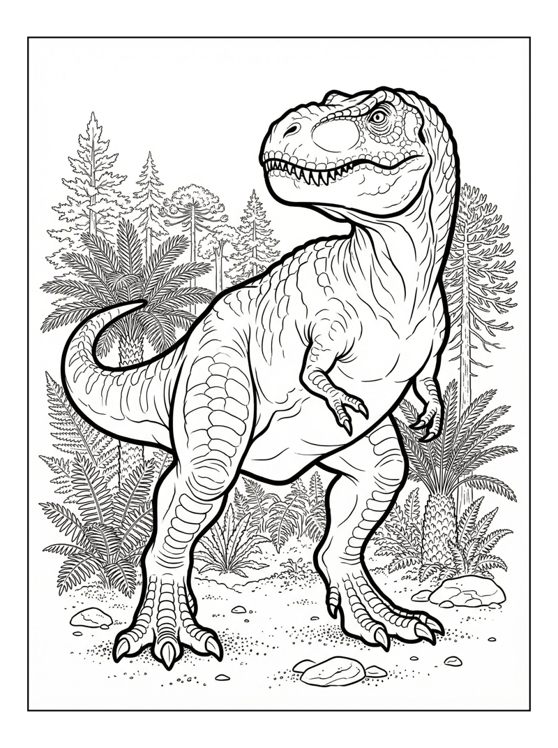 Tyrannosaurus Rex Standing In Forest