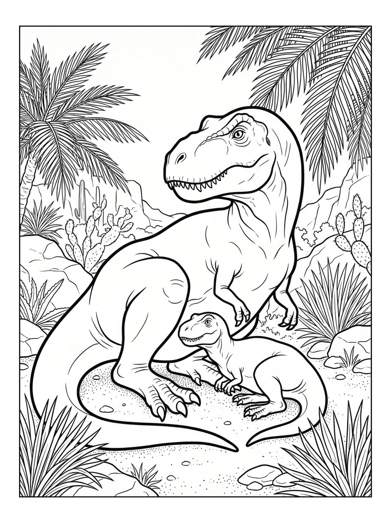 Tyrannosaurus Father Child Resting Oasis