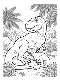 Tyrannosaurus Father Child Resting Oasis