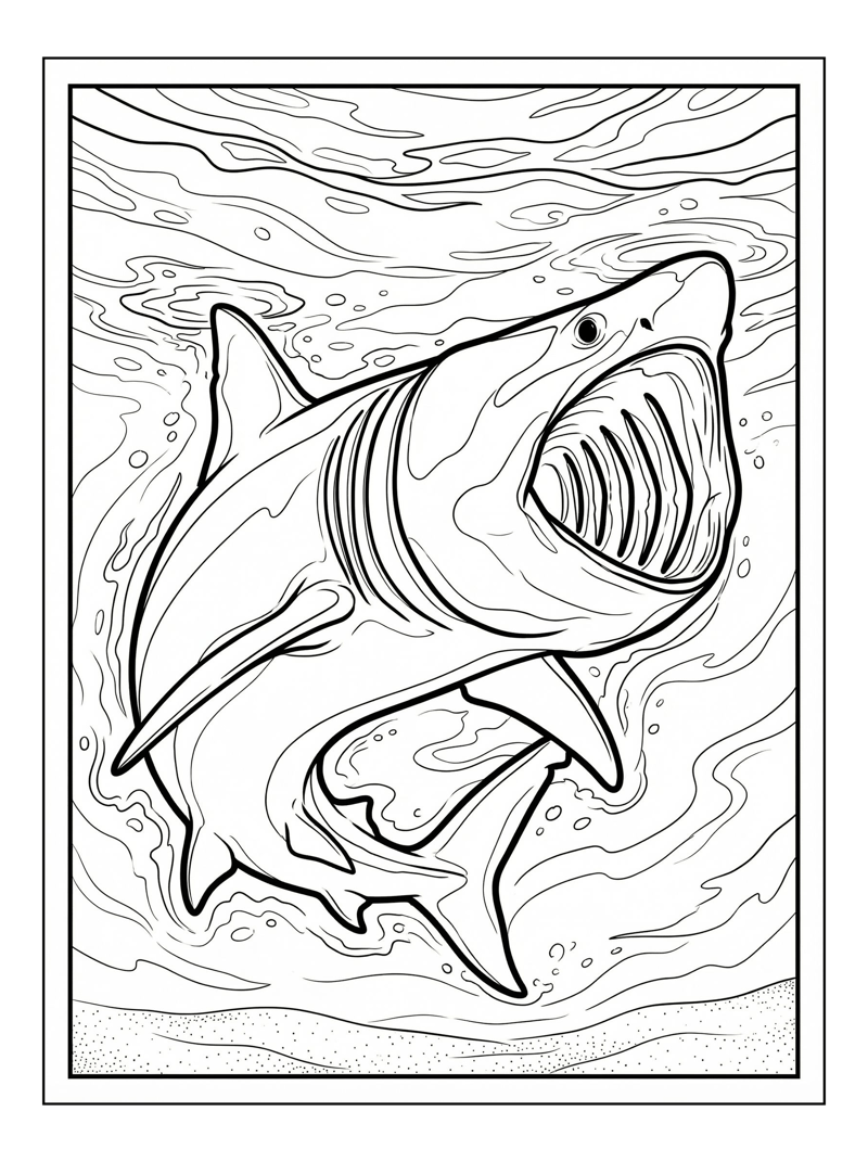 Basking Shark Swimming In Ocean Water