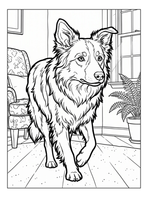 Border Collie Walking In Living Room
