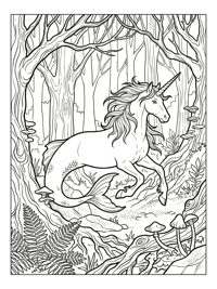 Sea Unicorn Galloping Through Forest