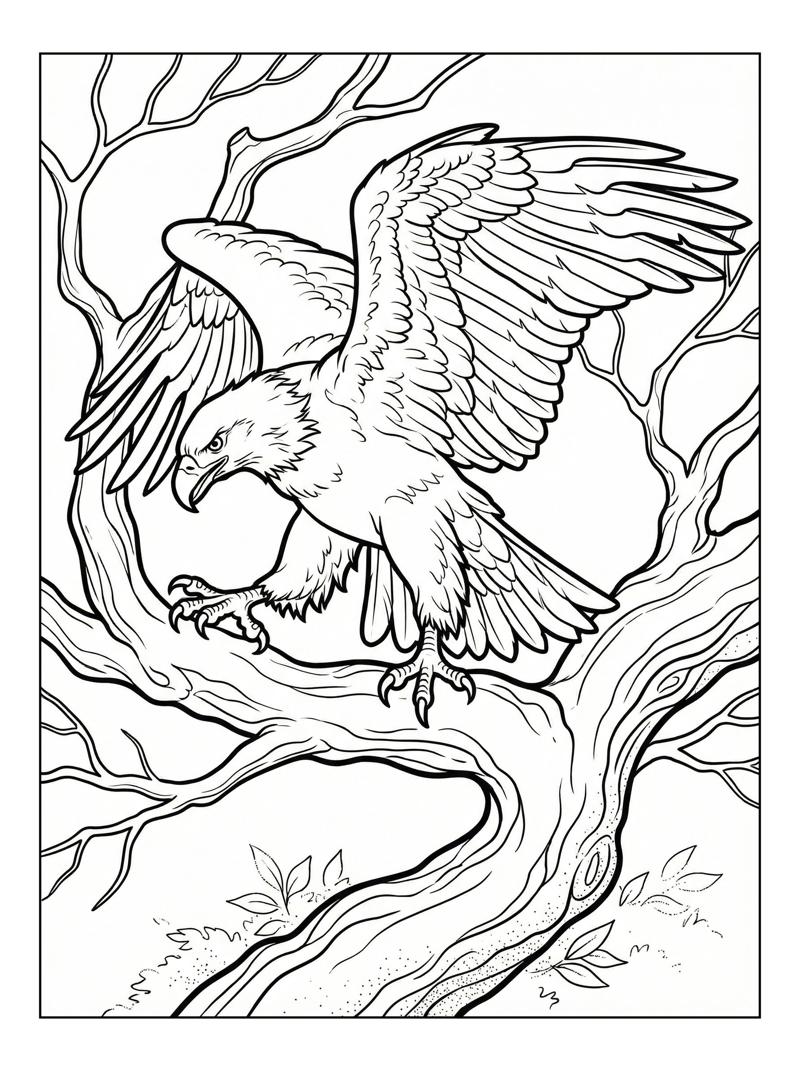 Eagle Perching Forest Branch