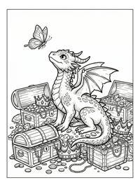 Crystal Dragon Looks At Butterfly Treasure