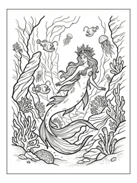 Mermaid Queen Exploring Deep Sea Trench