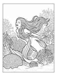 Mermaid Laughing Coral Reef Scene