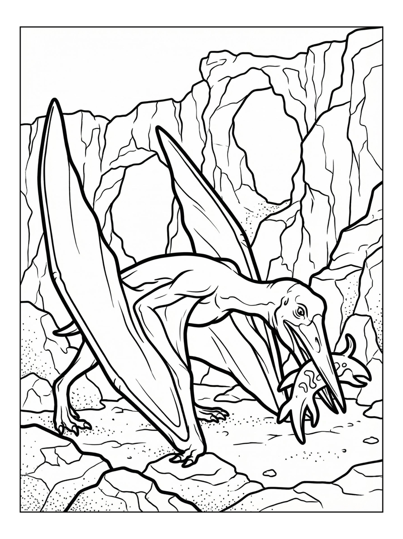 Pterodactyl Feeding By Coastal Cliffs
