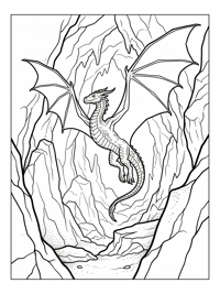 Mystical Wyvern Flying Deep Cave