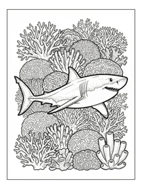 Great White Shark Swims Through Coral Reef