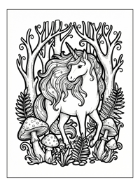 Unicorn Standing In Enchanted Forest