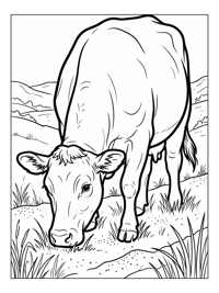 Beef Cow Sniffing In Rolling Hills