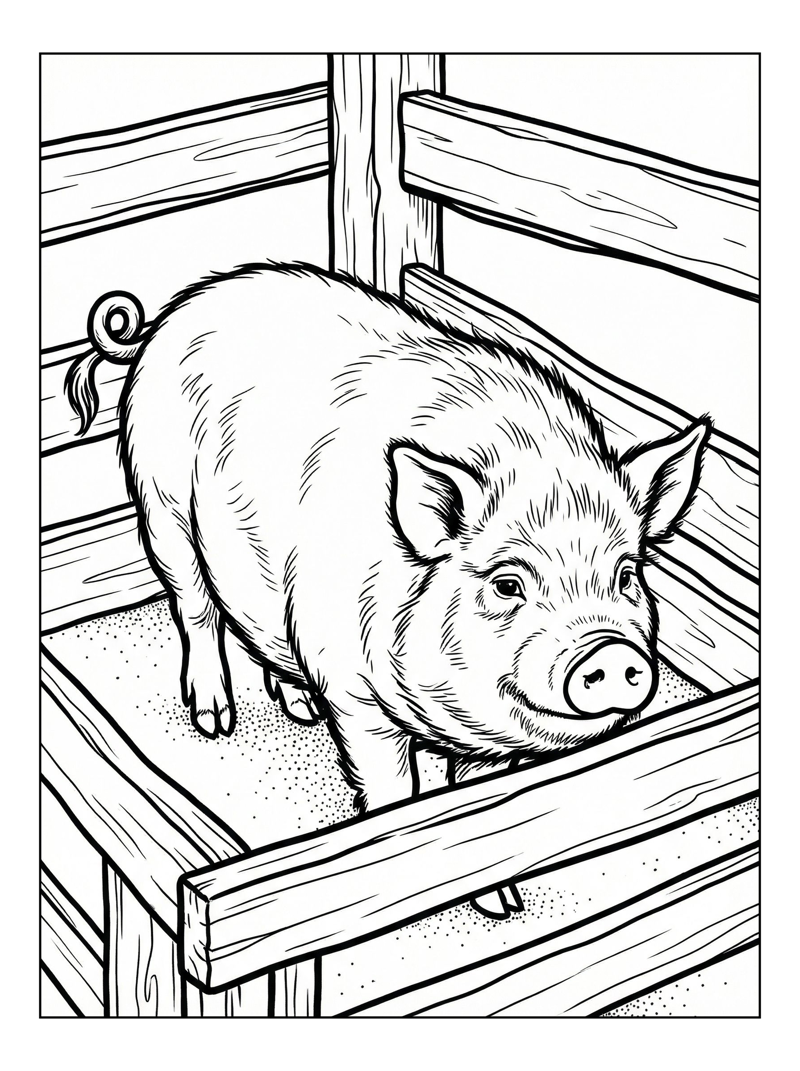Kunekune Pig In Wooden Pen
