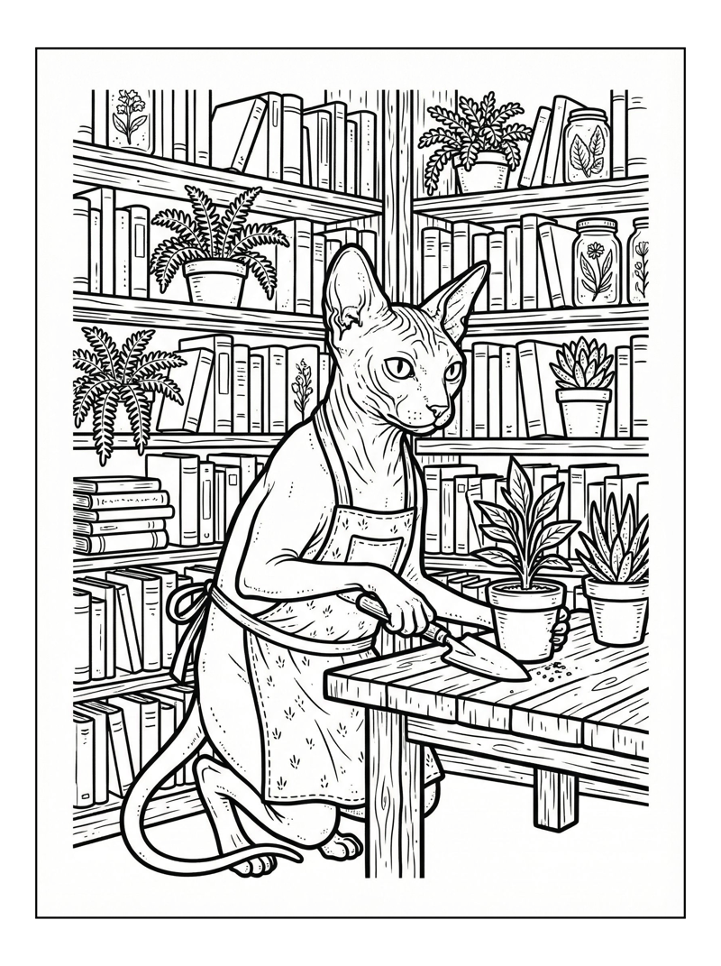 Sphynx Cat Potting Plant Bookshelf