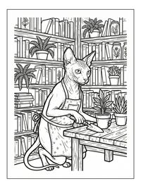 Sphynx Cat Potting Plant Bookshelf