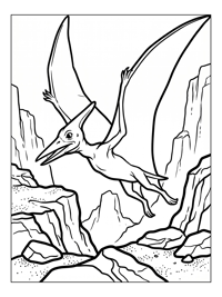 Baby Pterodactyl Flying Amidst Rocks