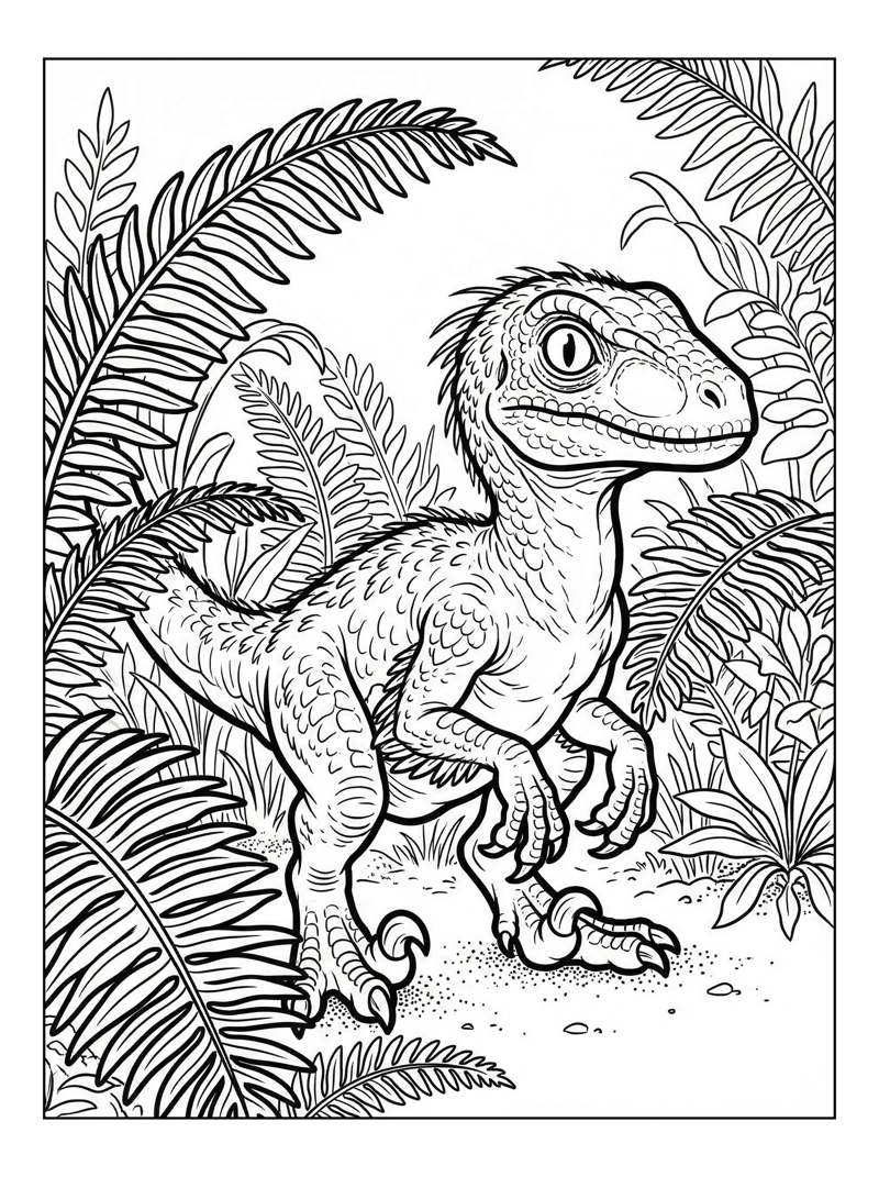 Baby Dinosaur Hatchling In Fern Forest