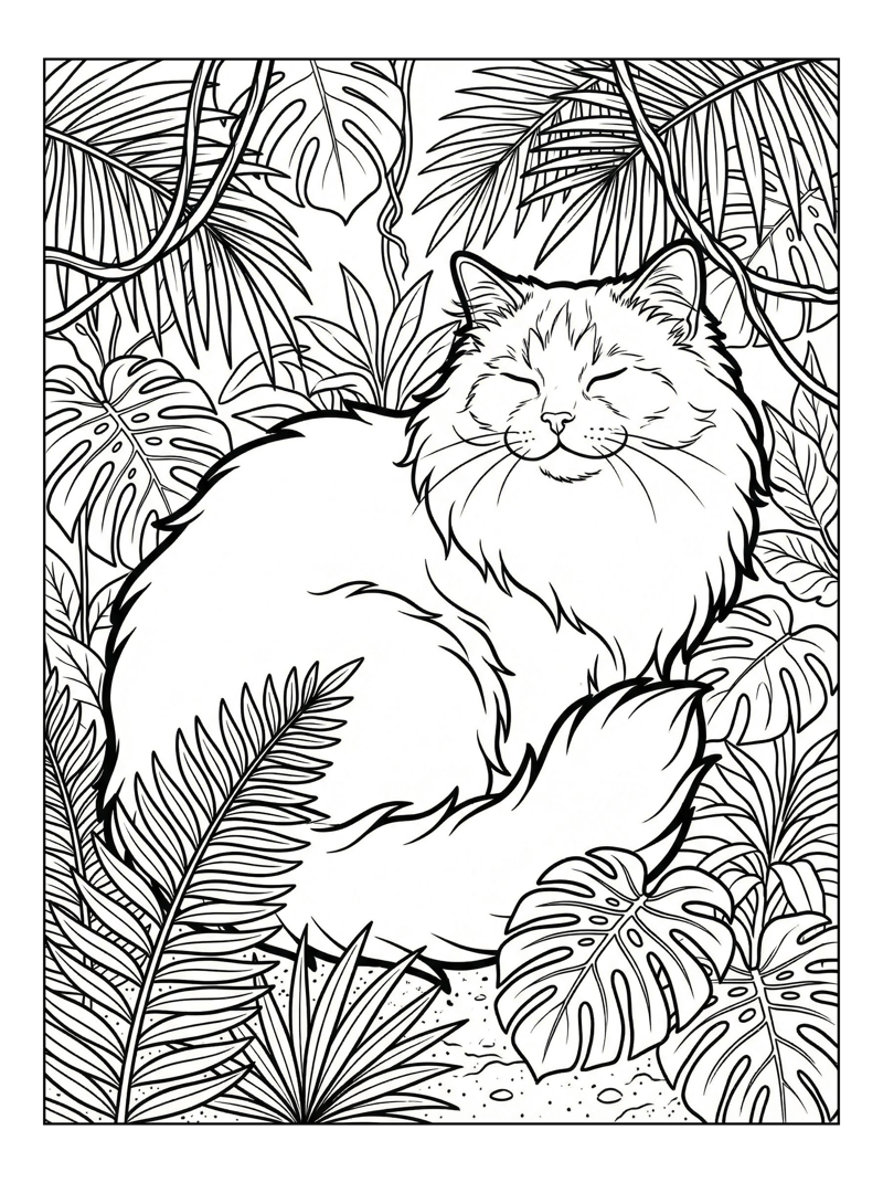 Ragdoll Cat Purring In Jungle