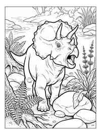 Baby Triceratops Roaring By Riverbank