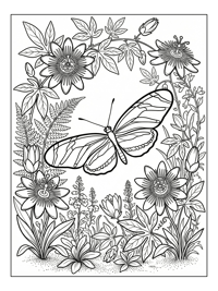 Zebra Longwing Butterfly In Flower Garden