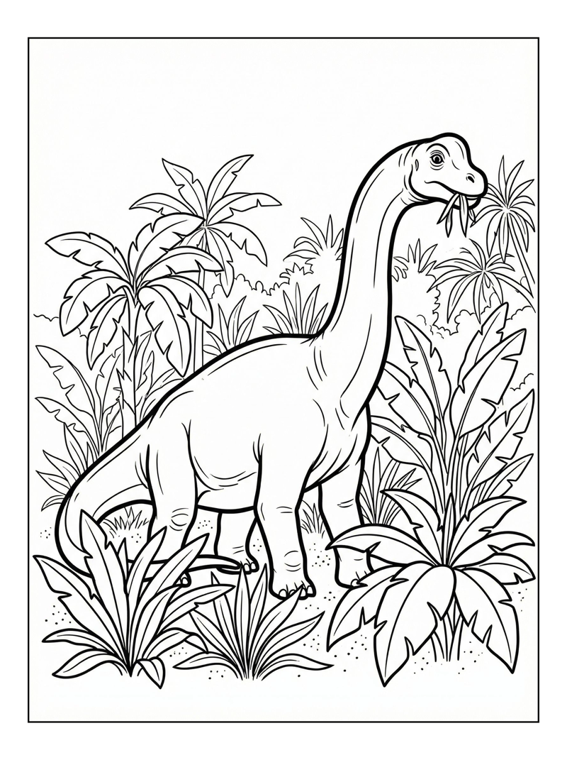 Brachiosaurus Browsing Tropical Jungle