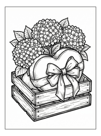 Hydrangeas Heart Box In Wooden Crate
