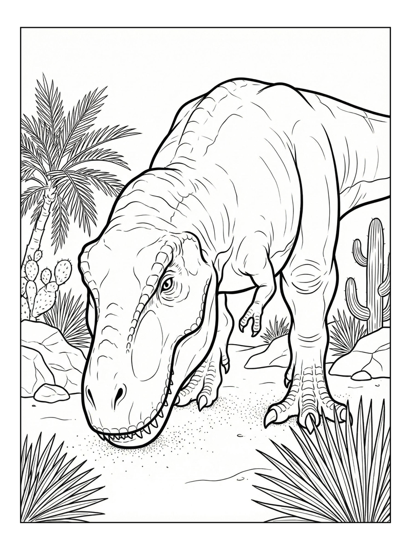 Tyrannosaurus Sniffing Desert Oasis